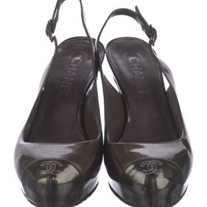💋CHANEL Khaki Slingback Heels